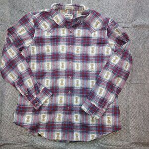Ariat Real Women's M Flannel Shirt Billie Jeans Southwest Aztec Print Relaxed